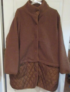 WOMAN WITHIN Brown BERBER & QUILTED JACKET~NWT size 1X 2X 3X~Coat 2-in-1 Zip Off - Picture 1 of 11
