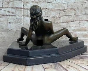 Original Nude Girl 100% Hot Cast Bronze Statue Koch Marble Home Decor Artwork NR - Foto 1 di 6