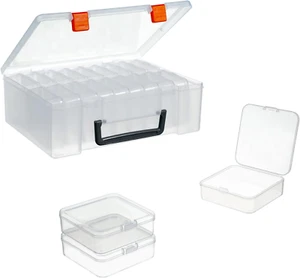 18 Pieces Small Plastic Craft 0Rganizers and Storage, Transparent Box with Hinge - Picture 1 of 12