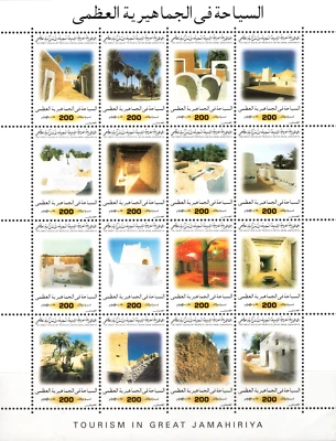 LIBIA 2002 TURISMO EN LIBIA HOJA RECUERDO 16 SELLOS ALTO VALOR MNH Foto 1 de 4