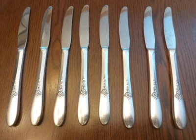 Обеденные ножи Oneida Community на 8 тарелок с букетным узором - Изображение 1 из 4