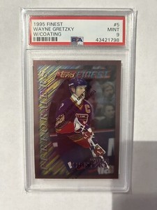 1995 Topps Finest Wayne Gretzky w/Coating #5  PSA9