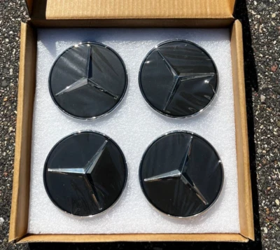 4 PIEZAS 75mm Tapacubos Flotantes Luz LED Azul para Mercedes NEGRO Corona AMG Foto 1 de 4