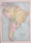 1871 Map South America Chile Brazil Colombia Venezuela Peru Uruguay Ecuador