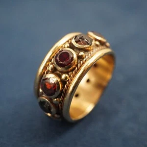 Etruscan Revival 14k Yellow Gold & Garnet Ring - Free Shipping USA - Picture 1 of 13