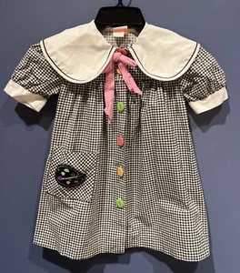 Girls Size 5 Dress, 1960’s Vintage Private Party, Artist, Button Front Gingham - Imagen 1 de 6
