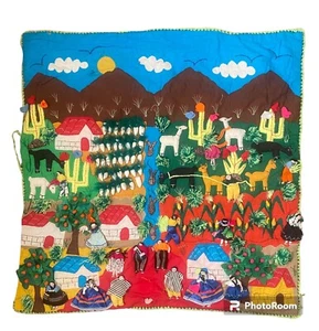 Peruvian Embroidered Handmade Tapestry 86x86cm - Picture 1 of 11