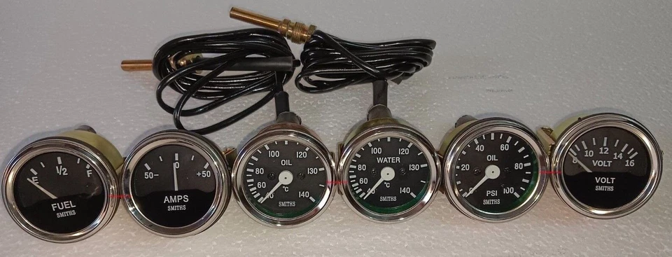 Smiths-52mm-Kit-Temp-Oil-Fuel-Oil Temp Gauge Volt +Amp Gauges - Image 1 of 3