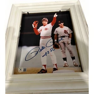 REDS’ LEGEND PETE ROSE AUTOGRAPHED INSCRIBED FRAMED 8X10 PHOTO (BAS) BECKETT COA - Picture 1 of 3