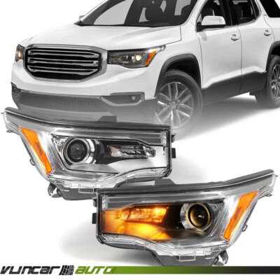 Pair For GMC Acadia SL 2017-2019 Halogen w/o DRL Projector Headlights Lamp LH RH Foto 1 de 4