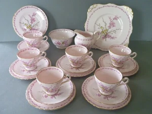 Set da tè Tuscan April Beauty - rosa 21 pezzi piatto per torta, ciotola per brocca, piattino per tazza da tè - Foto 1 di 15