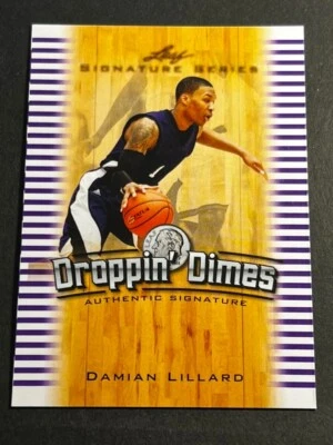 2012 Leaf MISSING AUTOGRAPH and #/1 PURPLE PROOF Damian Lillard Droppin' Dimes - Image 1 of 2