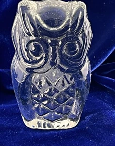 Clear GLASS OWL Handmade Paperweight VIKING Approx. 3.5"x1.75" -Flat Back- 11oz - Picture 1 of 8