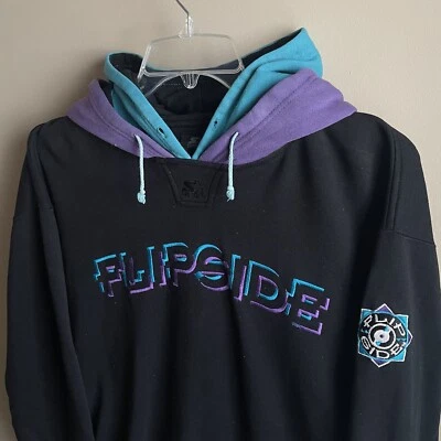 Rare Vintage Starter Flip Side 90s Retro Hoodie Sweatshirt Large Double Hood S2 - Image 1 of 4