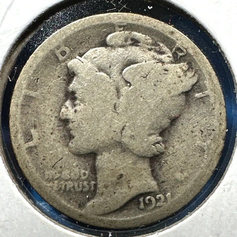 1921 10C Mercury Dime, KEY DATE! (74095) Cover