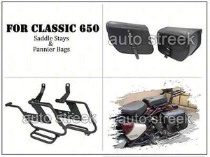 Passend für Royal Enfield Classic 650, schwarze Taschen mit Sattelstrebenmontage - Picture 1 of 9