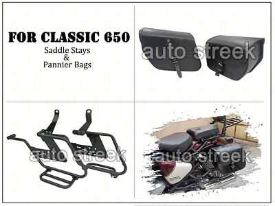 Passend für Royal Enfield Classic 650, schwarze Taschen mit Sattelstrebenmontage - Image 1 of 4