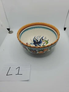 Dario Farrucci Designs Villa Paradiso Hand Painted bowl Floral Bird L361 crafted - Picture 1 of 7