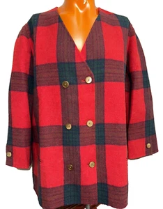 Vintage Plaid Bill Blass Wool Alpaca Double Breasted Overcoat Made In Italy 12 - Picture 1 of 11