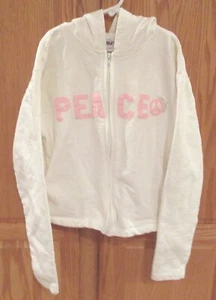 Girls MV Sport~FULL ZIP HOODIE Jacket~sz SMALL 8~NEW~ZIP Hooded Sweatshirt PEACE - Picture 1 of 7