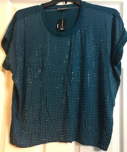 Women's Teal INC Studded Shirt Size Medium NWT - Picture 1 of 2