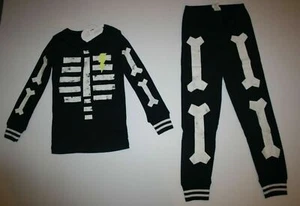 New Gymboree Boys 2 yr Gymmies 2 Piece Pajamas PJs Top Pants Skeleton Glow Dark - Picture 1 of 3