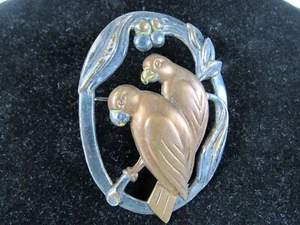 Vintage Copper tone and Antique Bronze Parrot Brooch - Picture 1 of 4