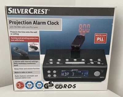 Silvercrest Projection Alarm Clock BNIB - Black Mains Battery Sleep Timer Snooze - Image 1 of 4