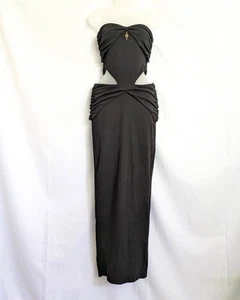 Maxi abito Johansen Hailey nero senza spalline ritagliato taglia S fiore charm nuovo con etichette $349 - Foto 1 di 18