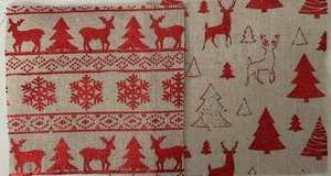 Christmas Linen Fabric Squares 10 X 10cm Approx 24 Piece Bundle - Picture 1 of 3