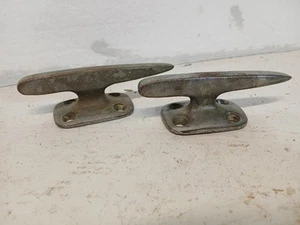 Vintage. Lot Of 2 Chrome Over Brass Boat Cleats Tie Downs Chris Craft ? 3.5" - Picture 1 of 7