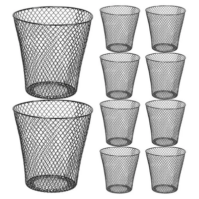Round Wastepaper Basket, Wire Mesh Desk Metal Trash Can Recycling Trash Can4489 - Image 1 of 4
