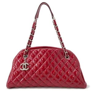 CHANEL Matelasse Mademoiselle Chain Boring Shoulder Patent Leather Red - Picture 1 of 15