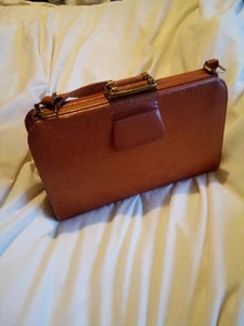 Vintage 1940s Tan Pig Skin Leather Handbag - Picture 1 of 7