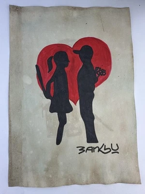 Pintura artística Banksy certificado de autenticidad dibujo original papel vintage firmado Foto 1 de 3