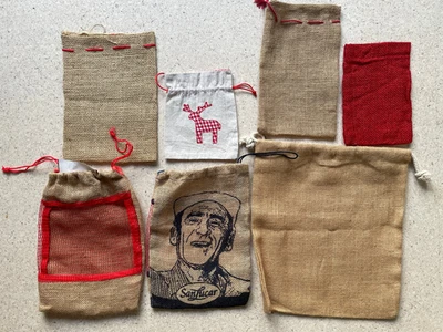 7x  Nikolaus Säcke Jute verschieden Advent 5.12./6.12. Geschenke Kinder Wichteln - Bild 1 von 4