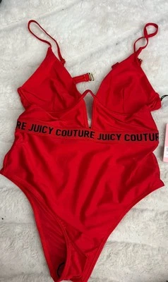 NUEVO CON ETIQUETAS TRAJE DE BAÑO JUICY COUTURE PARA MUJER ROJO 1 PIEZA - CON AROS, RECORTE FRONTAL - TALLA PEQUEÑA Foto 1 de 2