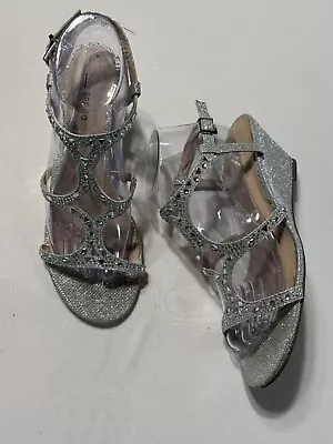 Silver Rhinestone Sparkle Wedge Dressy Sandals Call It Spring Women’s 8.5 - Image 1 of 4