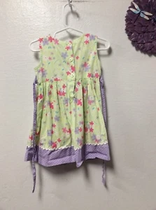 Blueberri Boulevard Baby Girls Dress Size 3 T Green Purple Buttons in Back 81 - Picture 1 of 3