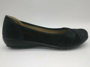 Hotter Natasha Black Suede Leather Ballet Flat Shoes Womens 8 Casual Comfort - Imagen 1 de 9