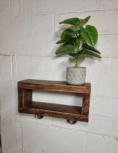Rustic Box Shelf, supported by Industrial Designed 'Original' Copper Pipe Bracke - Picture 1 of 12