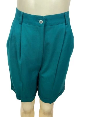 Pantalones Cortos Talbots Petites Mujer Verde Azulado Plisado Cintura Alta Botón Talla 6 - Nuevos Foto 1 de 4