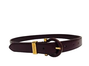 SALVATORE FERRAGAMO Purple Leather Gancini Logo Adjustable Belt Size 80-Small