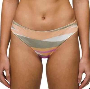 Prana NEW XL Gemma Reversible Cheeky Bikini Swim Bottom Pink Green Stripe Waves - Picture 1 of 11