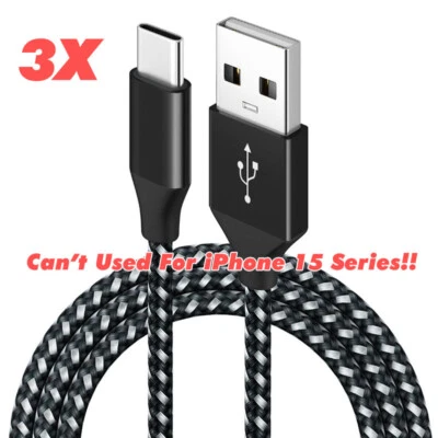 3Pack 3/6/10Ft USB to Type-C Cable Fast Charger Charging Data Sync Cord - Image 1 of 4