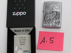 A-5 NIB OLD ZIPPO LIGHTER RAISED WOLF ADVERTISING COLLECTIABLE - Picture 1 of 1