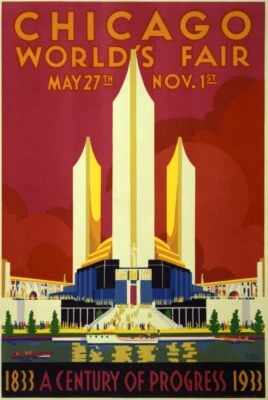 Chicago World’s Fair Poster 1933 A Century of Progress Exposition Art Print - Image 1 of 2