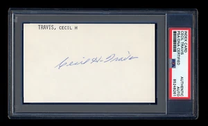 CECIL TRAVIS SIGNED MINT INDEX CARD PSA/DNA AUTO SENATORS ALL STAR .314 BA - Picture 1 of 1