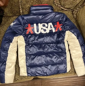 New NWT Spyder Women’s Small Down Coat / Jacket USA America Red White and Blue - Picture 1 of 5