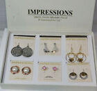 NIB New Old Stock 6 Pair Pierced Earrings Impressions Gold Silver Stud Dangle #8